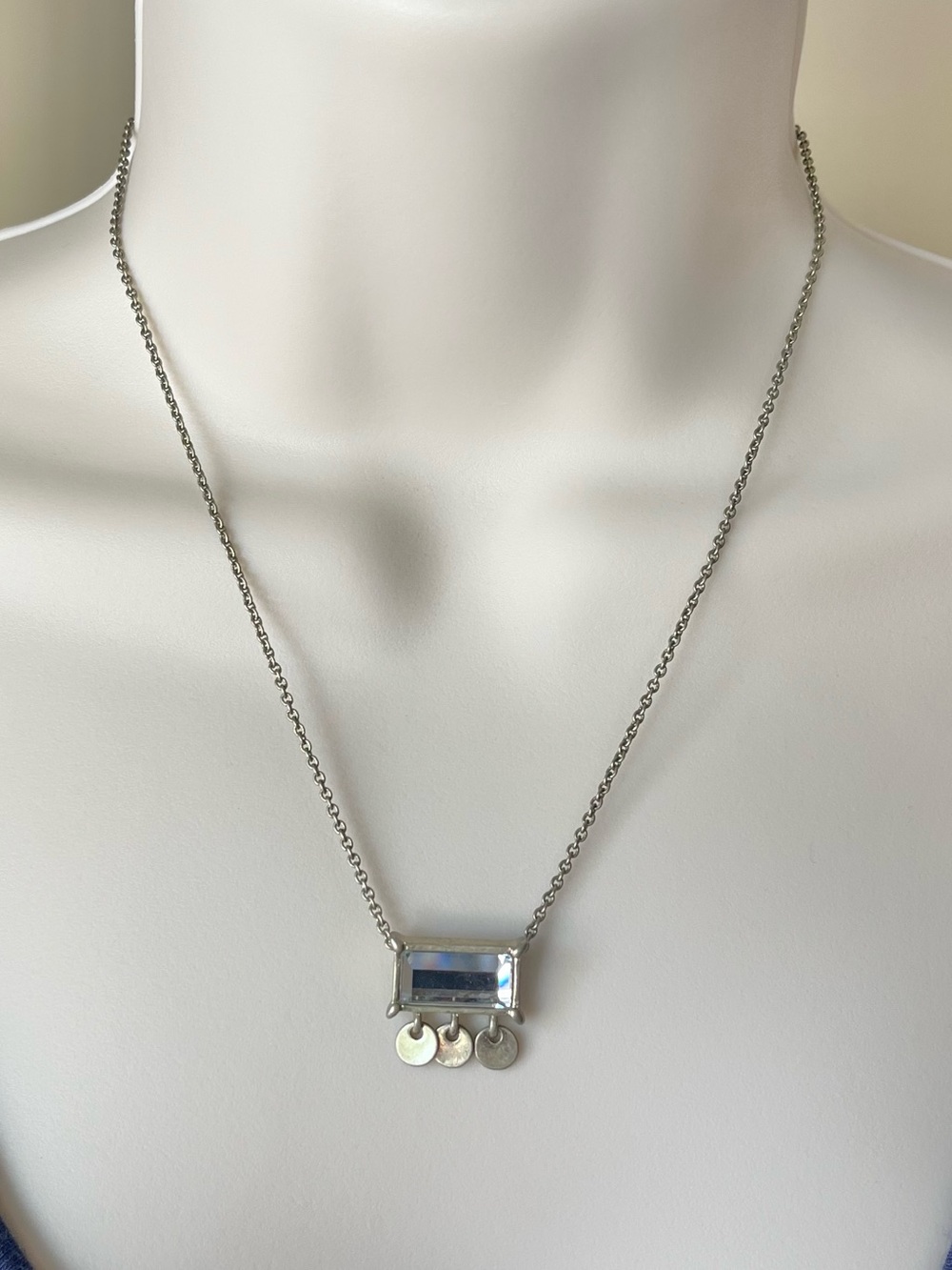 Lia Sophia Rhinestone Rectangle Pendant Necklace